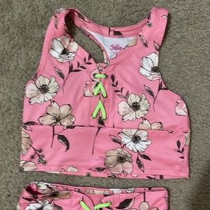 Leggings with top pink with flowers